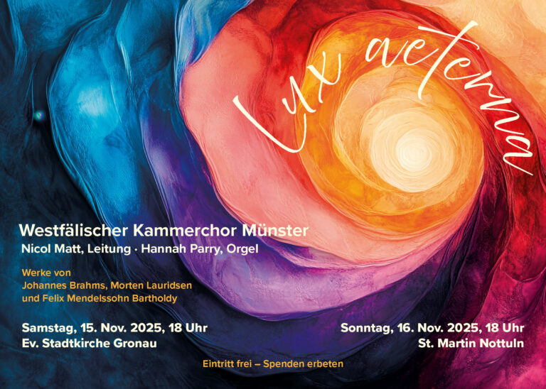 Konzertplakat des Westfälischen Kammerchors Münster, projekt "Lux aeterna"